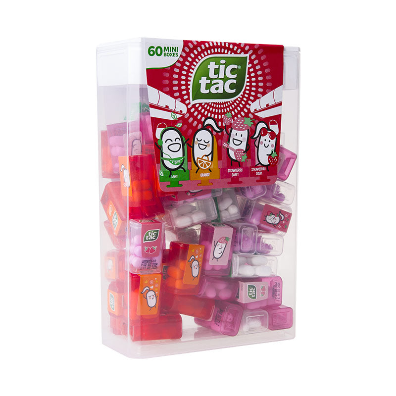 Tic Tac box ( Menthe/Orange/Fraise Sweet/ Fraise aigre) La boite € 8,50