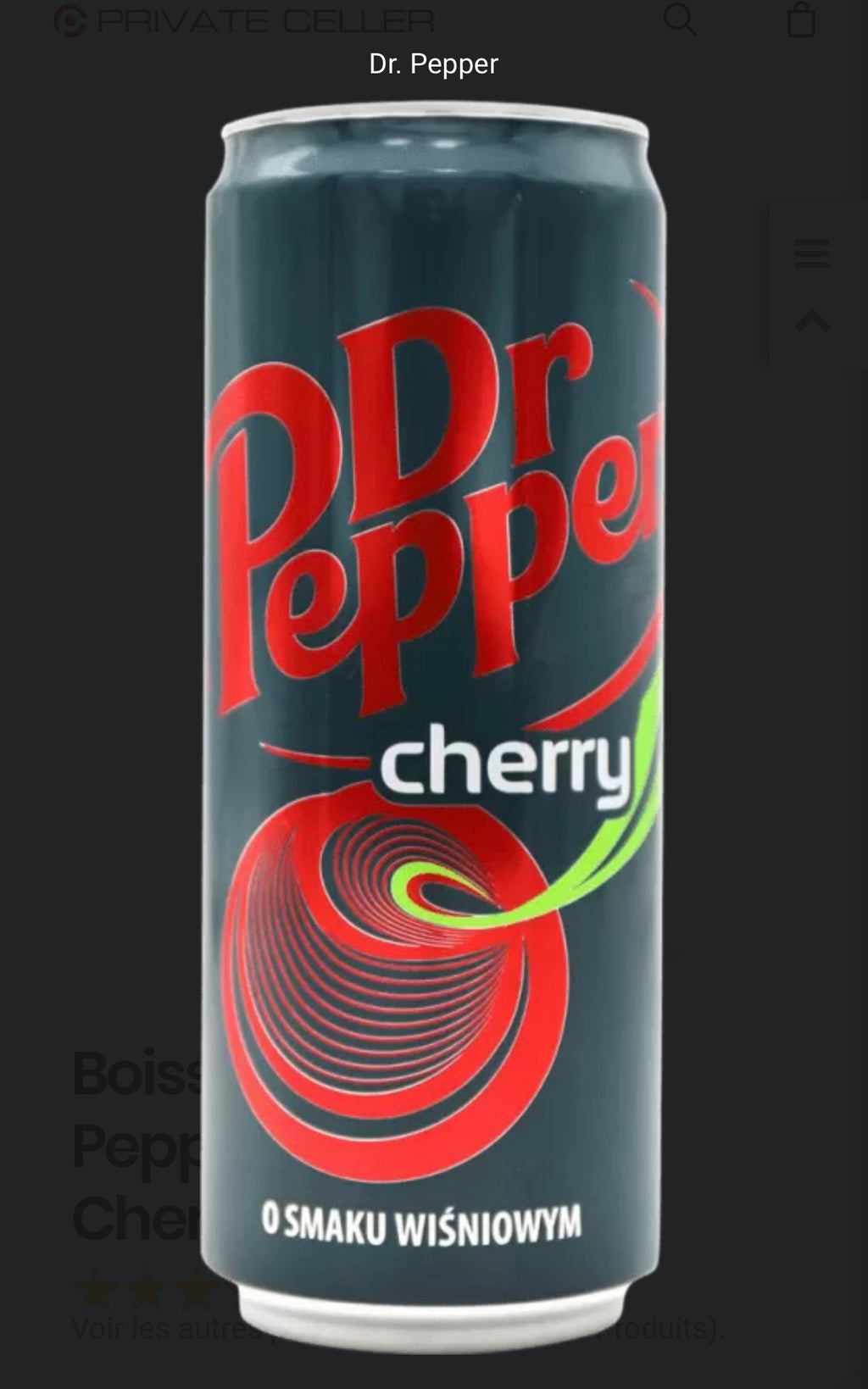 Boisson Dr Pepper à la cerise 🍒 1u € 1,40