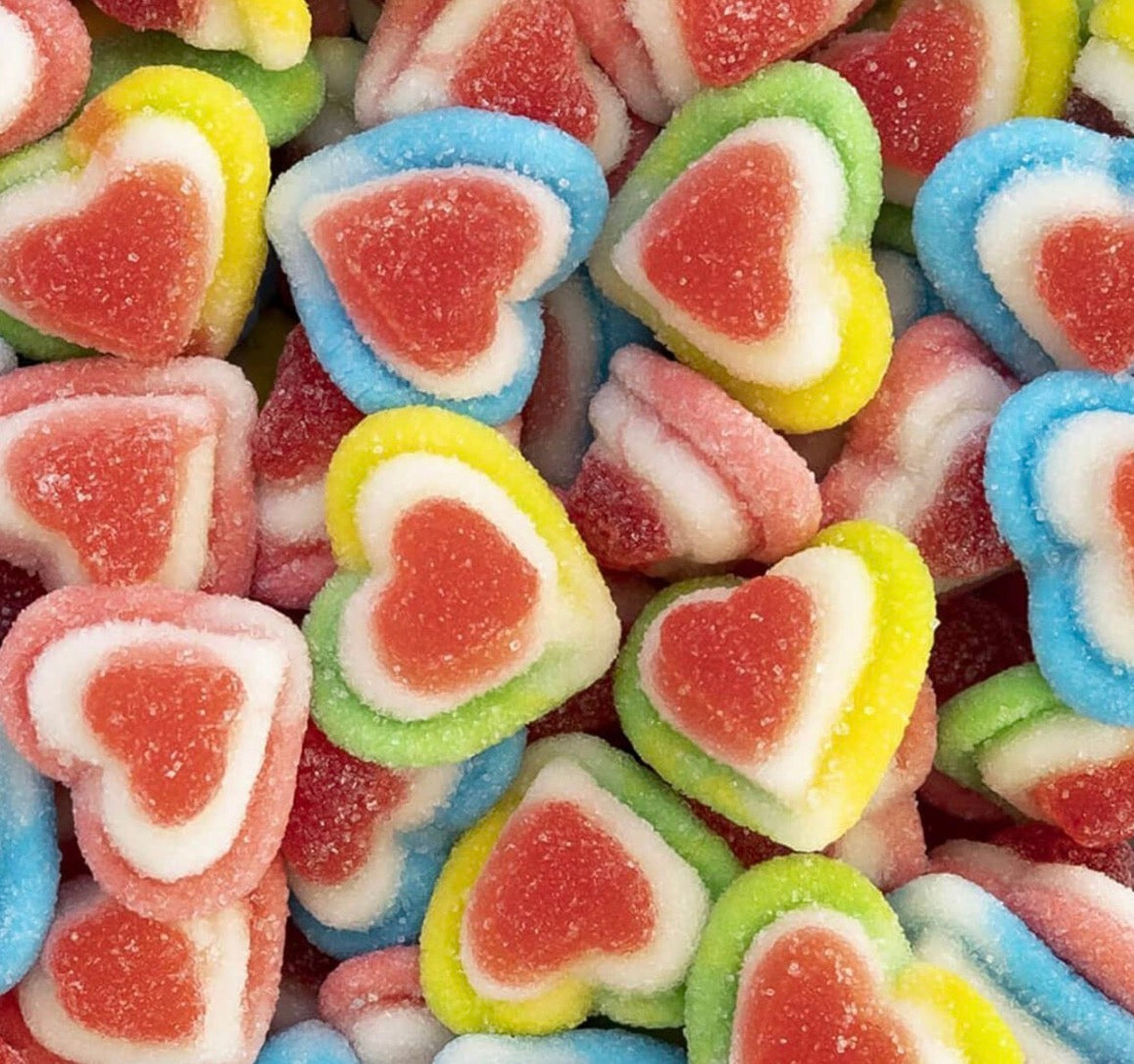Coeur sucré multicolore 3D 100g € 1,80