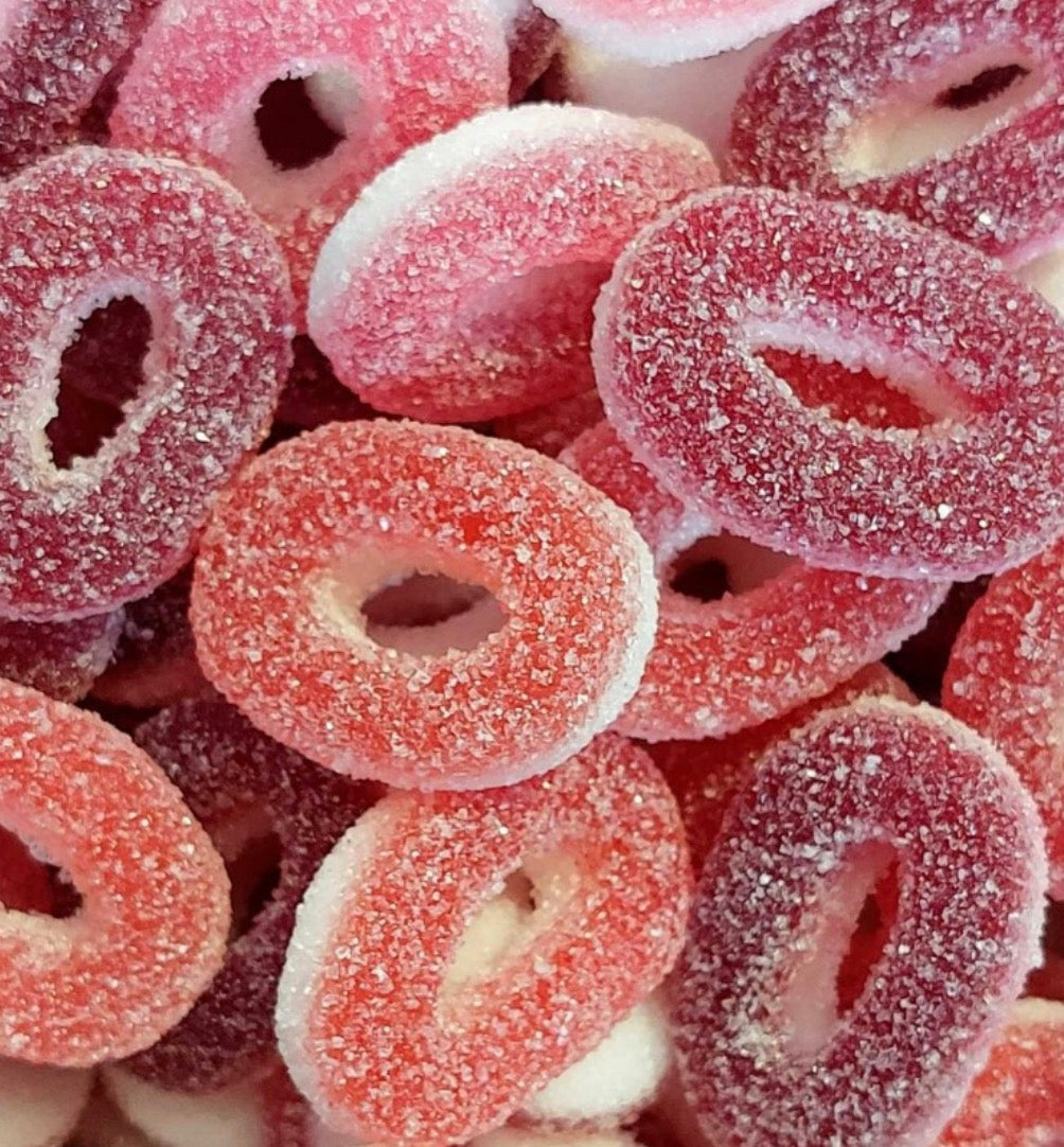 Anneau fruit rouge au yaourt sucrés 100g  € 1,40
