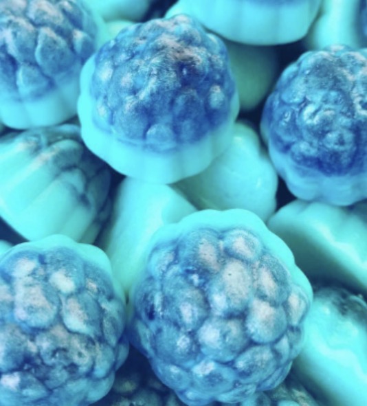 Framboises bleues lisse/acidulées 100g € 1,60
