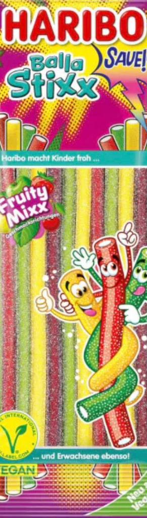 Tube Haribo sucré multi fruit 5u  € 1,40
