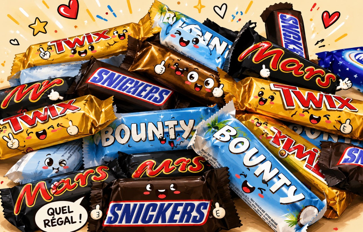 Chocolats Minis Bounty/Twix/Snickers/Mars 4u € 1,80