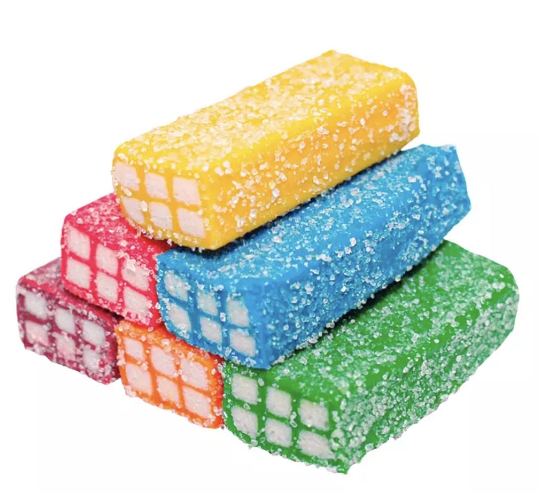 Brique sucrée citron/framboise/pomme/fraise 100g € 1,20