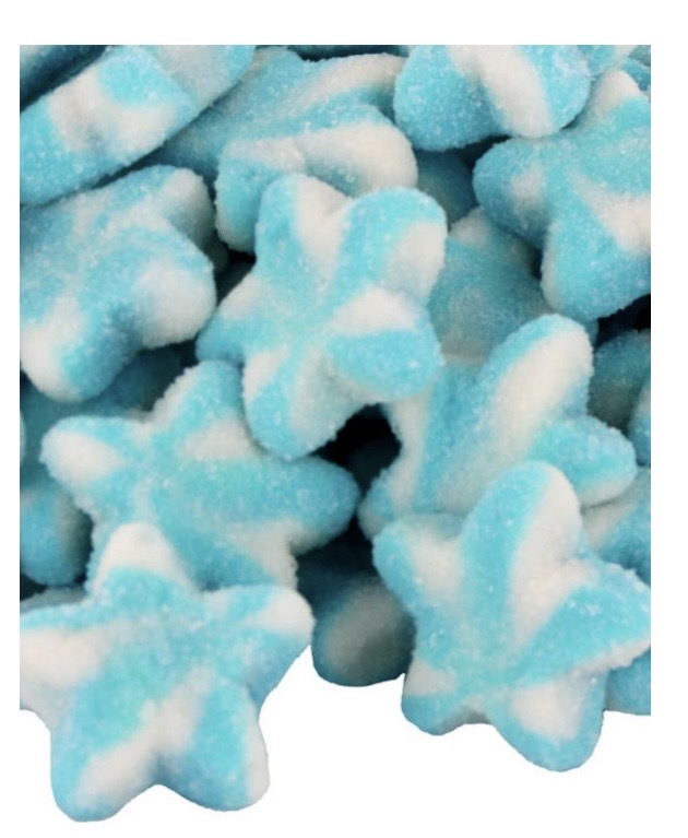 Étoiles twist framboise 100g  € 1,60